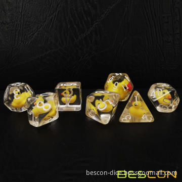 Bescon Novelty Animal Polyhedral Dice Set, Yellow Duck and Chicken RPG Dice set of 7